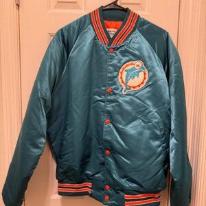 Vintage Miami Dolphins chalk line Bomber jacket size Large.